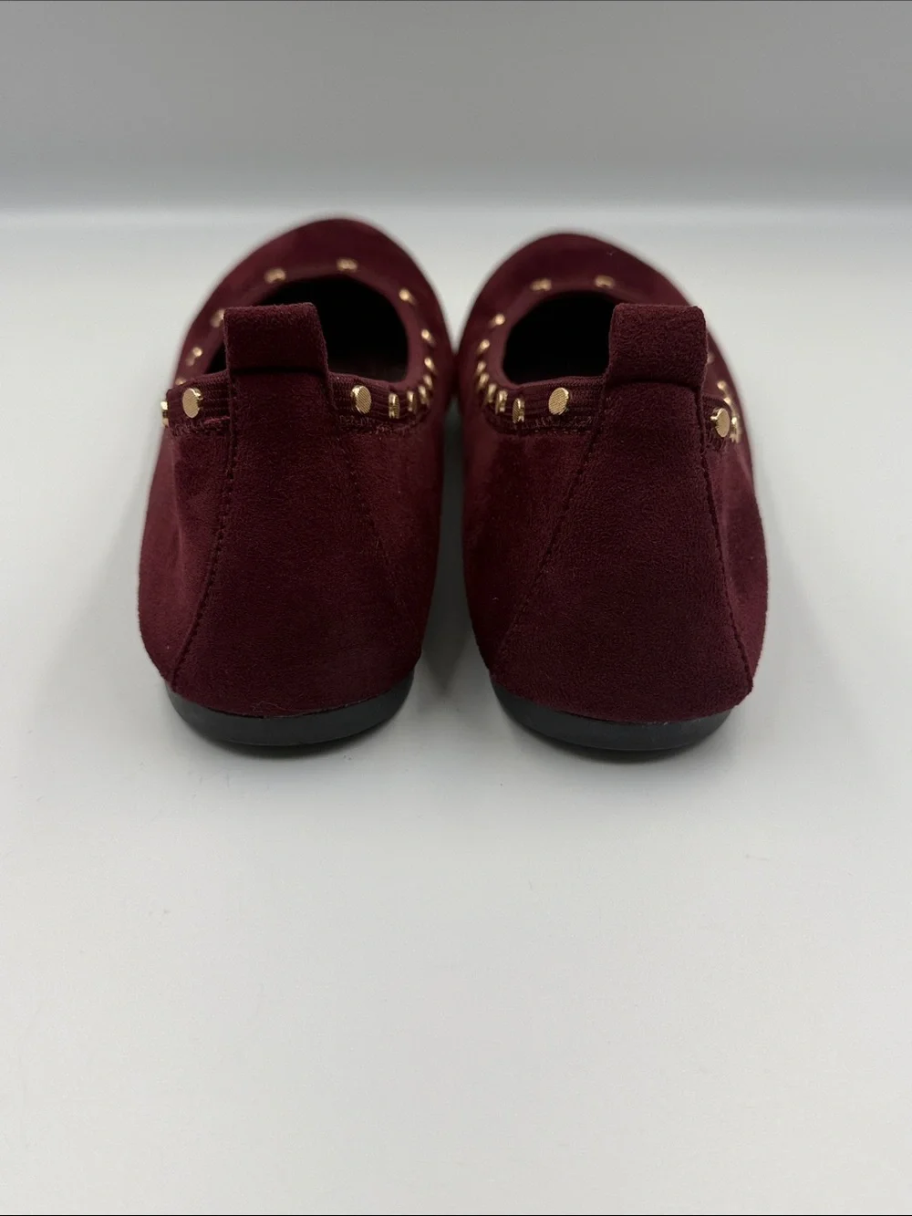 Skechers Burgundy Ballet Flats with Gold Studs